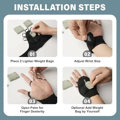 Bottle Pouch SteadyHand Weighted Gloves Medium Black | Stability Aid for Parkinson's Hand Tremors thumbnail 2