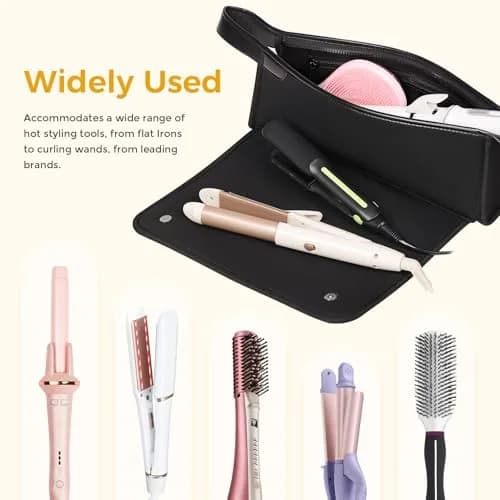 JKAOO Travel Bag & Heat Resistant Mat | 2-in-1 Hair Tool Organizer, Elegant Black, 14.2L x 3.9W x 5.1H inches thumbnail 7