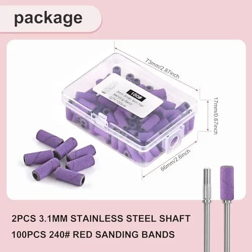 C12rtive 100PCS #180 Fine Grit Sanding Bands with Mandrel Bits | Smooth Shaping for Acrylic & Gel Nails thumbnail 7