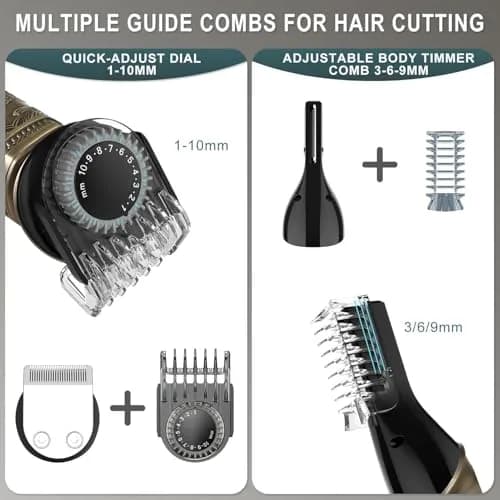 Hatteker Beard Trimmer Kit Professional Hair Clipper Zero Gapped T-Blade 0.3mm | 8-in-1 Cordless Grooming Kit for Men thumbnail 4