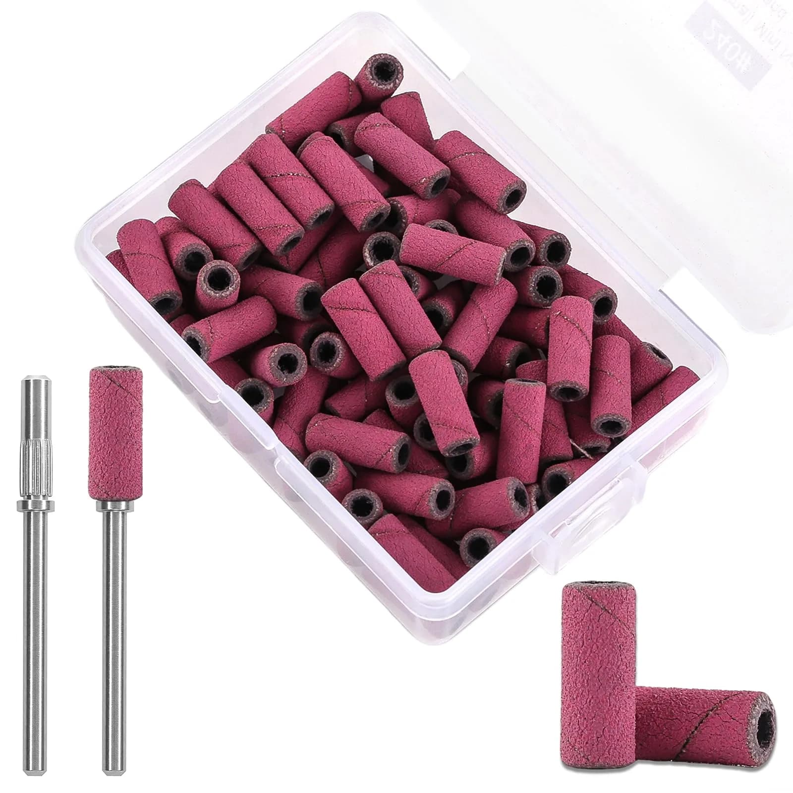 C12rtive 100PCS #150 Medium Grit Small Sanding Bands with 2 Mandrel Bits | Precision Nail Shaping for Acrylic & Gel Nails — 240#