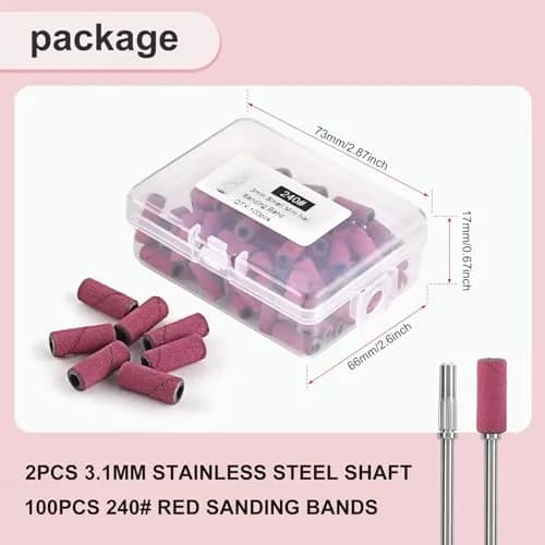 C12rtive 100PCS #240 Grit Sanding Bands with 2 Mandrel Bits | Extra Fine Grit for Acrylic & Gel Nails thumbnail 7
