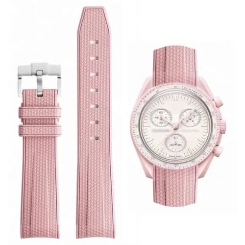 HEYOZURY Watch Band 20mm Silicone Pink | Compatible with Omega Swatch MoonSwatch Speedmaster thumbnail 1