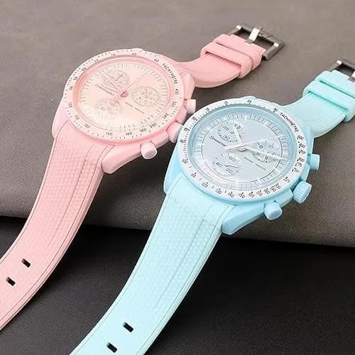 HEYOZURY Watch Band 20mm Silicone Pink | Compatible with Omega Swatch MoonSwatch Speedmaster thumbnail 4