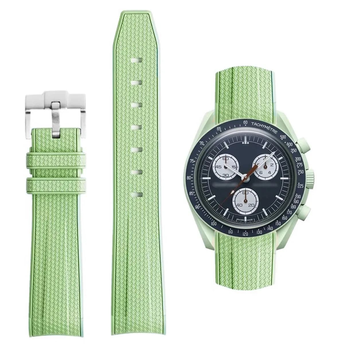 HEYOZURY Light Green Silicone Watch Band for Omega x Swatch MoonSwatch 20mm | Classic Style