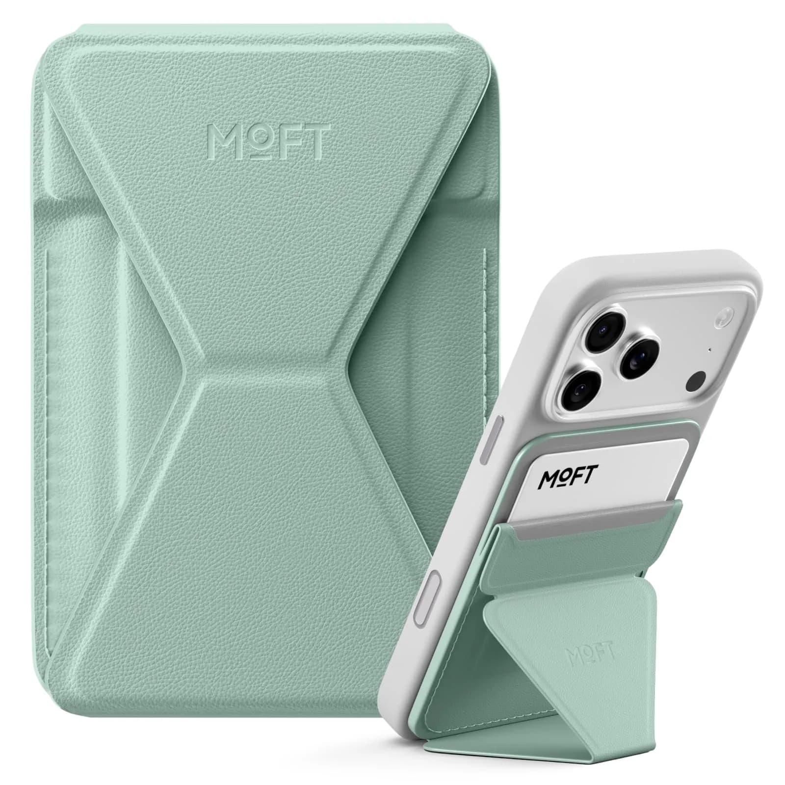 MOFT Magnetic Wallet Stand for iPhone 12-17 Series | Seafoam, 6.6cm x 9.7cm x 0.55cm | MagSafe Compatible, 3-Angle Stand - main product image