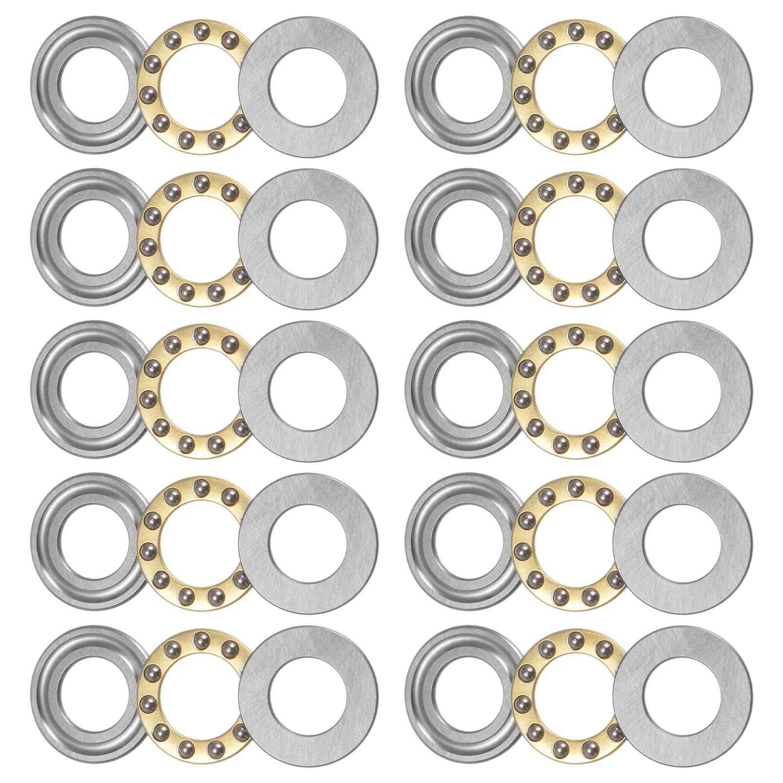 uxcell Thrust Ball Bearing 12mm x 21mm x 5mm Brass | Low-Speed Axial Load Support - main product image