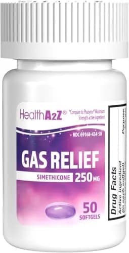 HealthA2Z Gas Relief Simethicone 250mg Softgels 50 Count | Fast Bloating & Pressure Relief thumbnail 1