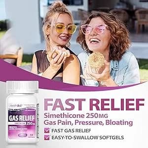 HealthA2Z Gas Relief Simethicone 250mg Softgels 50 Count | Fast Bloating & Pressure Relief thumbnail 3