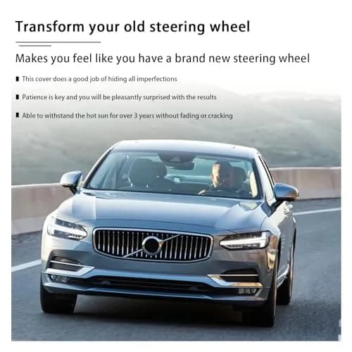 Kewucn Genuine Leather Steering Wheel Cover 15" | Breathable, Anti-Slip DIY Stitch (Coffee, Full Hole) thumbnail 4