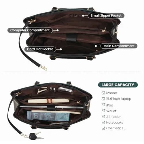 LOVEVOOK Laptop Tote Bag for Women, 39.37cm (15.6 Inch) | Chic Work & Travel Briefcase thumbnail 5