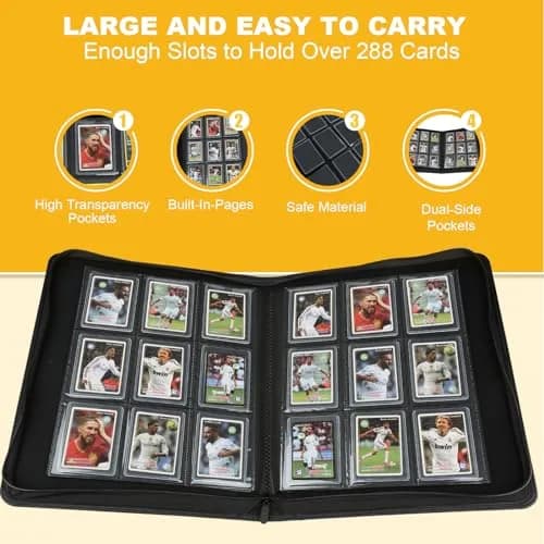 CARDBINDER Black Display Album 288 Cards (16 Pages) | Protects Collectibles with PU Leather thumbnail 6