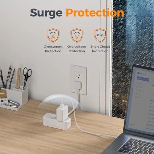 TESSAN Power Strip 0.5Ft Grey | 7-in-1 Surge Protector with USB Ports thumbnail 6