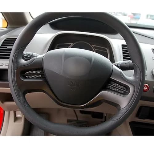 AEETUED Carbon Fiber Style Steering Wheel Trim Cover for Honda Civic 2006-2011 (A-Black) thumbnail 3