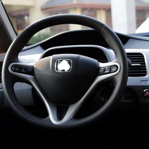 AEETUED Carbon Fiber Style Steering Wheel Trim Cover for Honda Civic 2006-2011 (B-Silvery) thumbnail 4