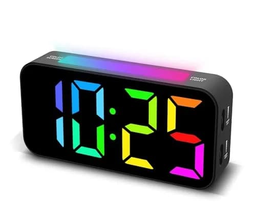 Topski Digital Bedside Alarm Clock with RGB Night Light, 7-inch LED Display, Dual Alarm, Snooze, Brightness Control, Heavy Sleepers Friendly thumbnail 1
