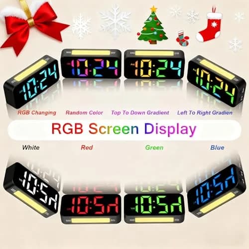 Topski Digital Bedside Alarm Clock with RGB Night Light, 7-inch LED Display, Dual Alarm, Snooze, Brightness Control, Heavy Sleepers Friendly thumbnail 3