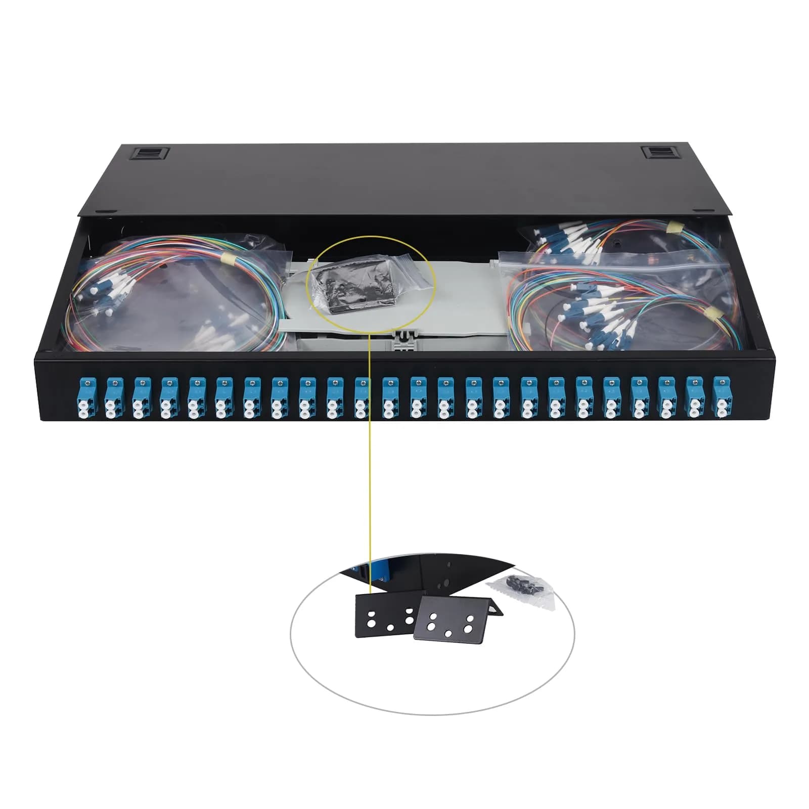 fyboptwu 1-Pack 48 core LC/UPC OS2 Rack Mount Enclosure | 19" Fits, Fiber Optic - main product image