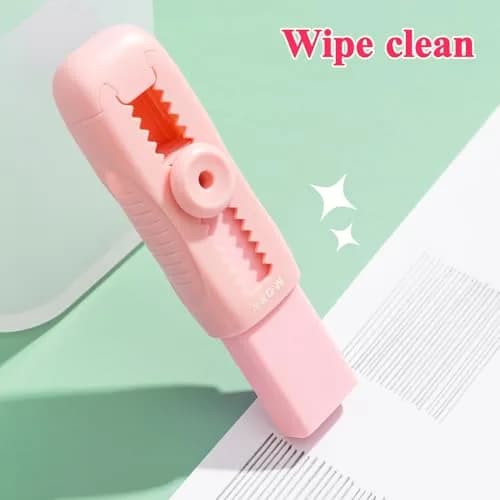 M&G Pink 4+1 Pack Rubber Erasers | Retractable Soft Pink Pencil Erasers for School & Office thumbnail 6