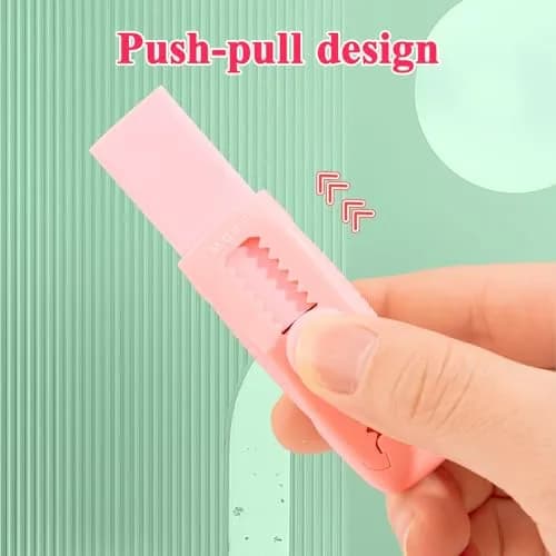M&G Pink 4+1 Pack Rubber Erasers | Retractable Soft Pink Pencil Erasers for School & Office thumbnail 7
