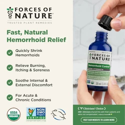 Forces of Nature Hemorrhoid Treatment Extra Strength 30ml | Fast Relief Oil for Acute & Chronic Hemorrhoids thumbnail 2