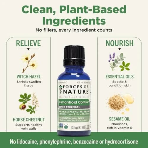 Forces of Nature Hemorrhoid Treatment Extra Strength 30ml | Fast Relief Oil for Acute & Chronic Hemorrhoids thumbnail 3