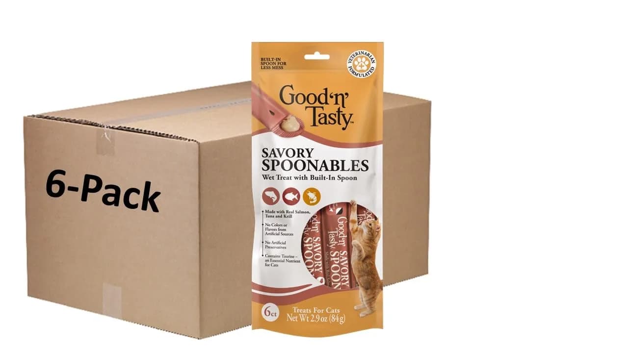 Good ‘N’ Tasty Savory Spoonables Cat Treat, Salmon Tuna Krill | Triple Flavor Lickable Wet Treats for Cats - main product image