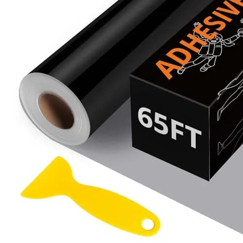 HTVRONT Glossy Black Permanent Vinyl Roll 12" x 65FT | Easy Cut & Weed for Crafts thumbnail 1
