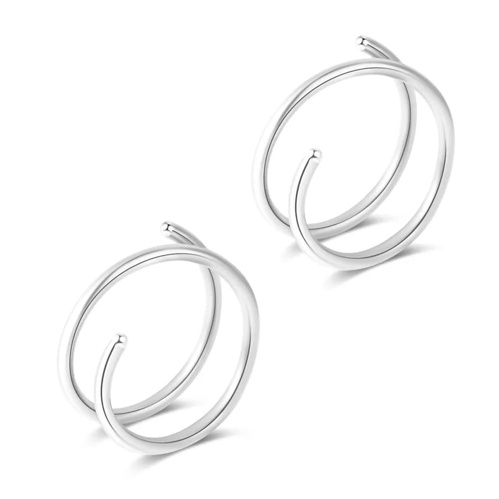 Fzroezz Double Nose Ring for Single Piercing | Hypoallergenic Surgical Steel 20G, Silver/Black, 8mm — B: 2PCS 22G Silver