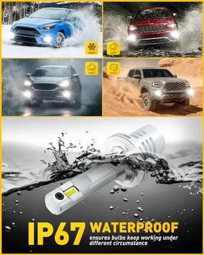 AUXITO 880 LED Fog Light Bulb 156 g (5.5 oz) Pack of 2 | 6500K Cool White, 16,000LM Super Brightness thumbnail 6