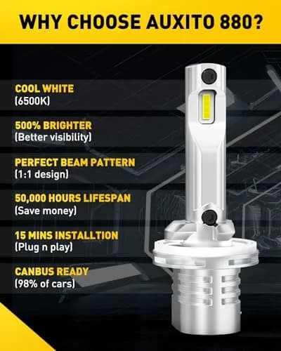 AUXITO 880 LED Fog Light Bulb 156 g (5.5 oz) Pack of 2 | 6500K Cool White, 16,000LM Super Brightness thumbnail 7