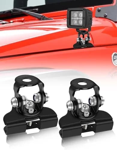 NORTHYUN Black LED Hood Mounts (2-Pack) | Universal Stainless Steel Clamp Lights for Trucks, SUVs, Vans thumbnail 1