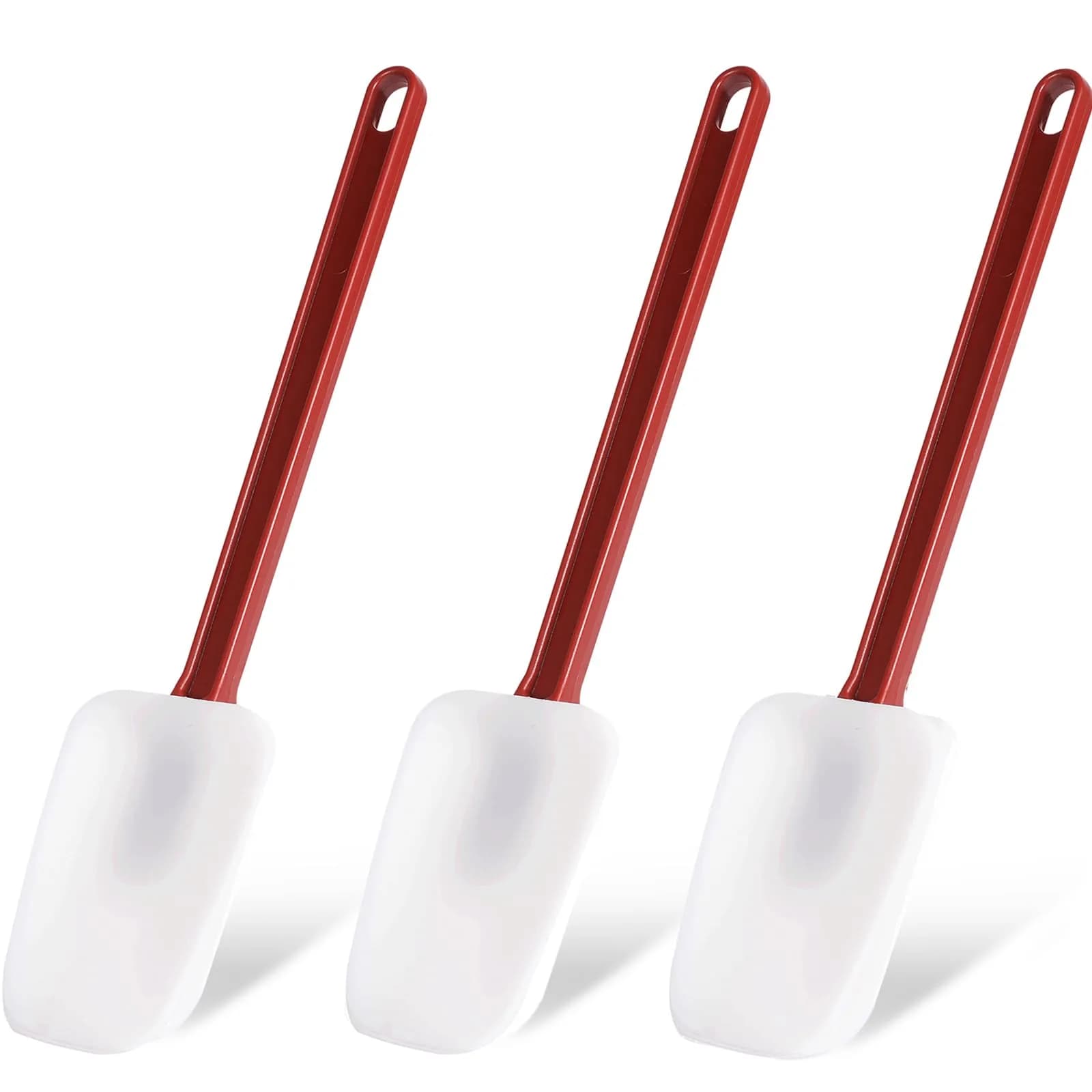 heffiso Silicone Rubber Spatula Set of 3, High Heat, Commercial (2 Spoonula + 1 Scraper, 24 cm / 9.5 Inches) | Food Grade Silicone for Indian Kitchens — White