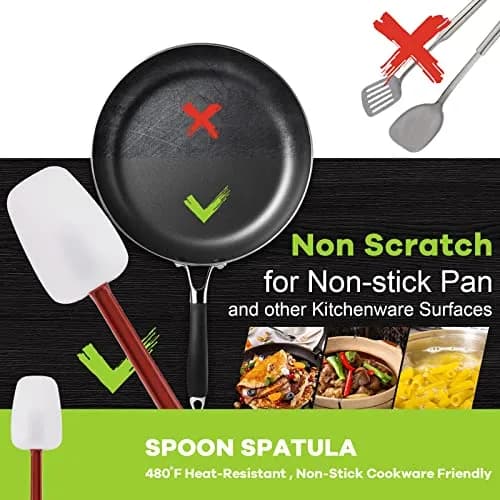 heffiso Silicone Rubber Spatula and Spoon Set of 3, 9.5 Inches | Heat Resistant up to 260°C (500°F) thumbnail 2