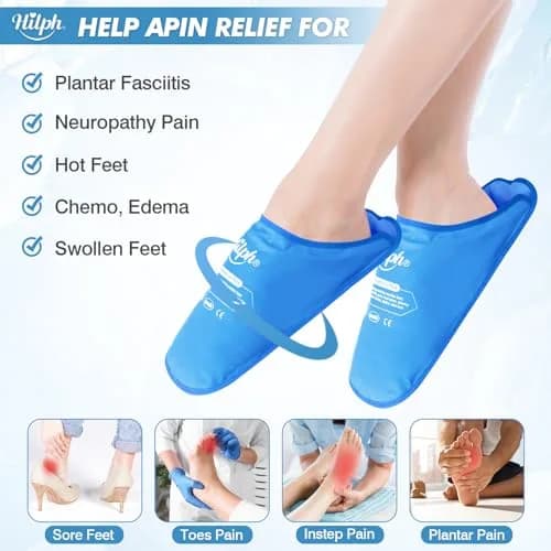 Hilph Foot Ice Pack Slippers, 1 Pair, 30.5cm (12.2") | Plantar Fasciitis & Swollen Feet Pain Relief thumbnail 2