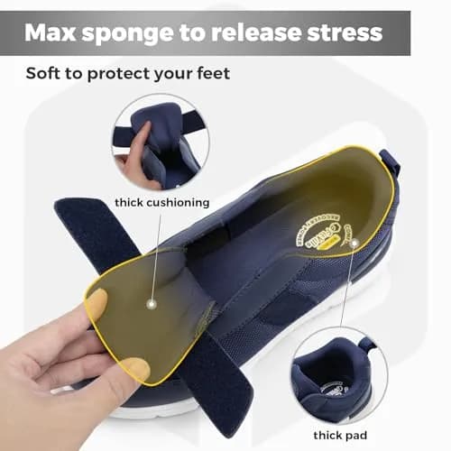 FitVille Diabetic Shoes for Men Extra Wide Width Orthopedic Swollen Feet Shoes, Neuropathy Foot Pain Relief Walking Sneakers for Elderly Seniors with Parkinson's (Dark Blue, XX-Wide 10) | Comfortable Wide Fit Footwear thumbnail 6
