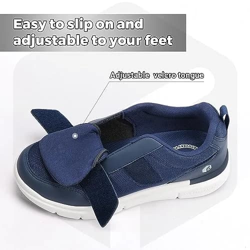 FitVille Diabetic Shoes for Men Extra Wide Width Orthopedic Swollen Feet Shoes, Neuropathy Foot Pain Relief Walking Sneakers for Elderly Seniors with Parkinson's (Dark Blue, XX-Wide 10) | Comfortable Wide Fit Footwear thumbnail 2