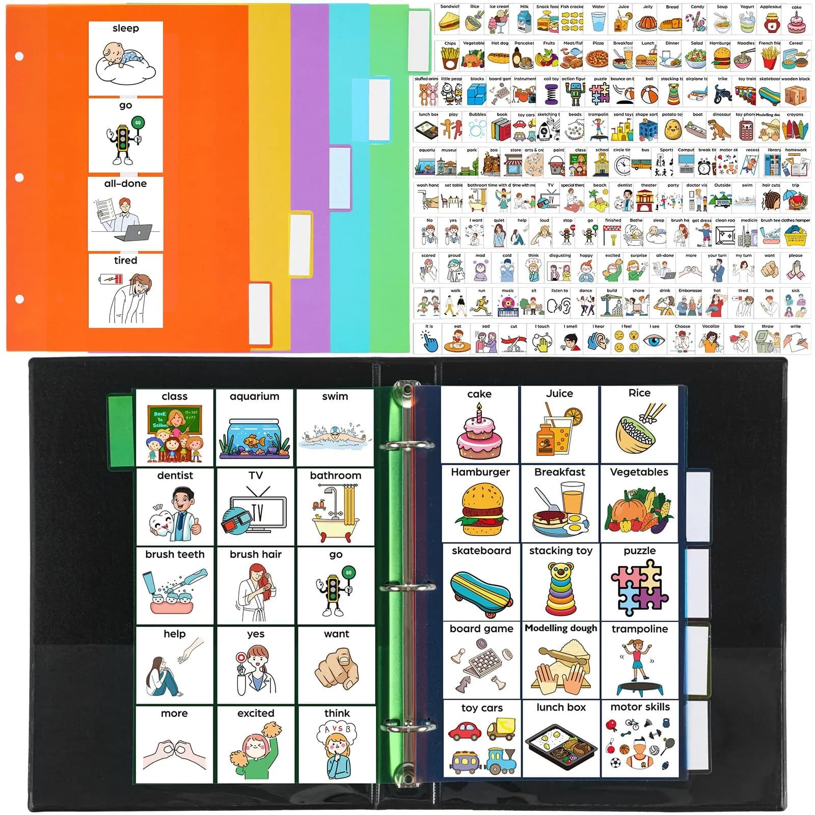 Resurhang 162 Cartoon Communication Book Autism Speech Binder 21x14.8cm | Visual & Engaging Communication Tool - main product image