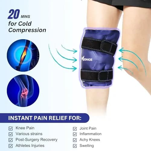 MEDVICE Knee Ice Pack Wrap with Cold Compression for Pain Relief, Swelling & Inflammation | 25.4 oz (720 g) thumbnail 3