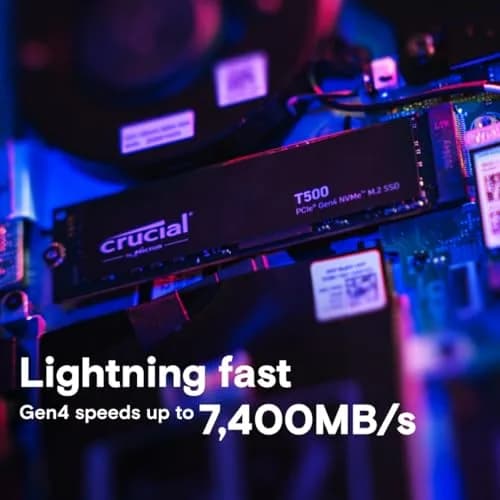 Crucial T500 PCIe Gen4 NVMe 2TB SSD | Up to 7,400MB/s, TLC NAND, Compatible with Laptop & Desktop thumbnail 2