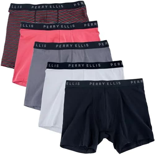 Perry Ellis Men's Cotton Stretch Boxer Briefs 5 Pack | Tagless, No Roll Waistband, Large US thumbnail 1