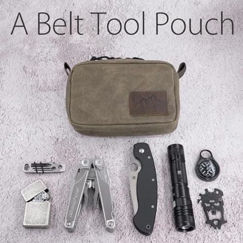 diodrio Waxed Canvas Belt Pouch Medium | Water Resistant EDC Bag for Men & Women thumbnail 4