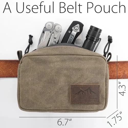diodrio Waxed Canvas Belt Pouch Medium | Water Resistant EDC Bag for Men & Women thumbnail 2