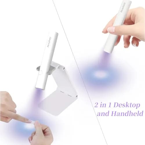 Denabuty Mini UV LED Nail Lamp Handheld with Stand, 11.3cm (4.4in) White | Portable Gel Nail Curing Light thumbnail 3