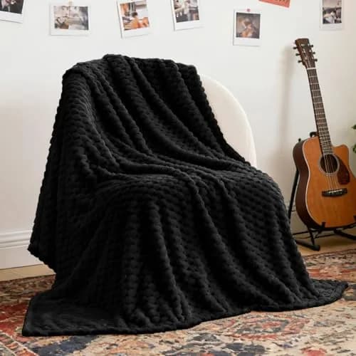 BEDELITE Black Twin Blanket for Couch, 60x80 Inches | Soft Cozy All-Season Fuzzy Throw thumbnail 1