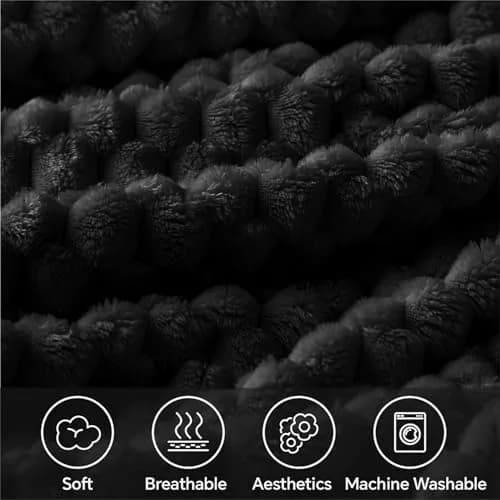 BEDELITE Black Twin Blanket for Couch, 60x80 Inches | Soft Cozy All-Season Fuzzy Throw thumbnail 3