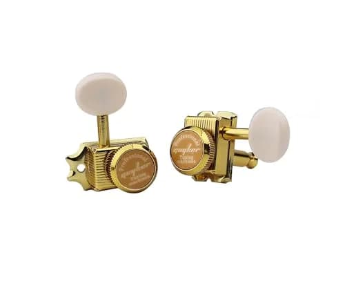 guyker 6 Inline Vintage Guitar Lock String Tuners – Locking Tuning Key Pegs for Electric, Folk or Acoustic Guitars – Gold, Cream Handle | Finer Tuning & Stability thumbnail 3