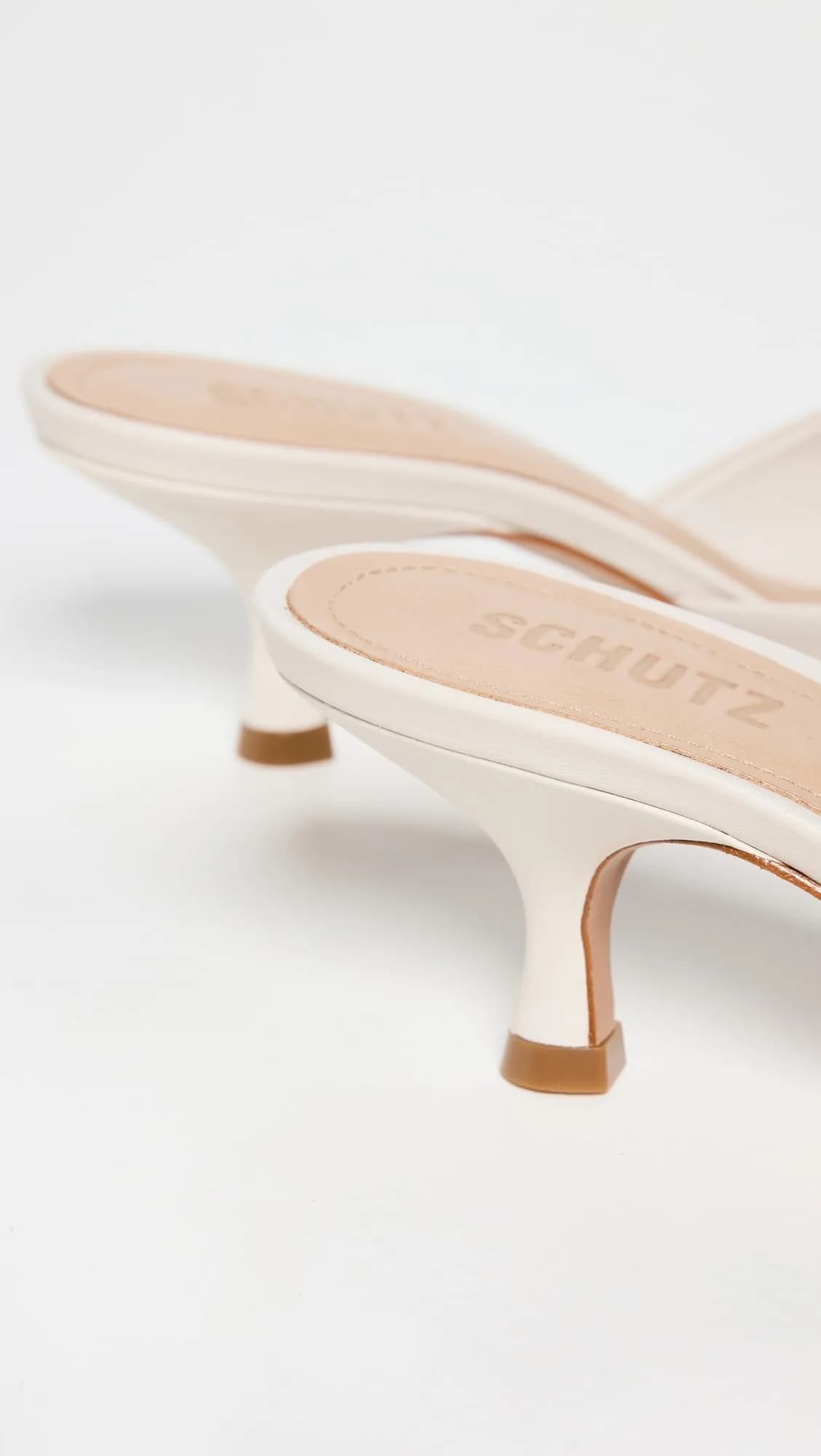 SCHUTZ Dethalia Slide Heels Pearl 9 Medium US | Open Toe, Kitten Heel, Leather Upper thumbnail 4