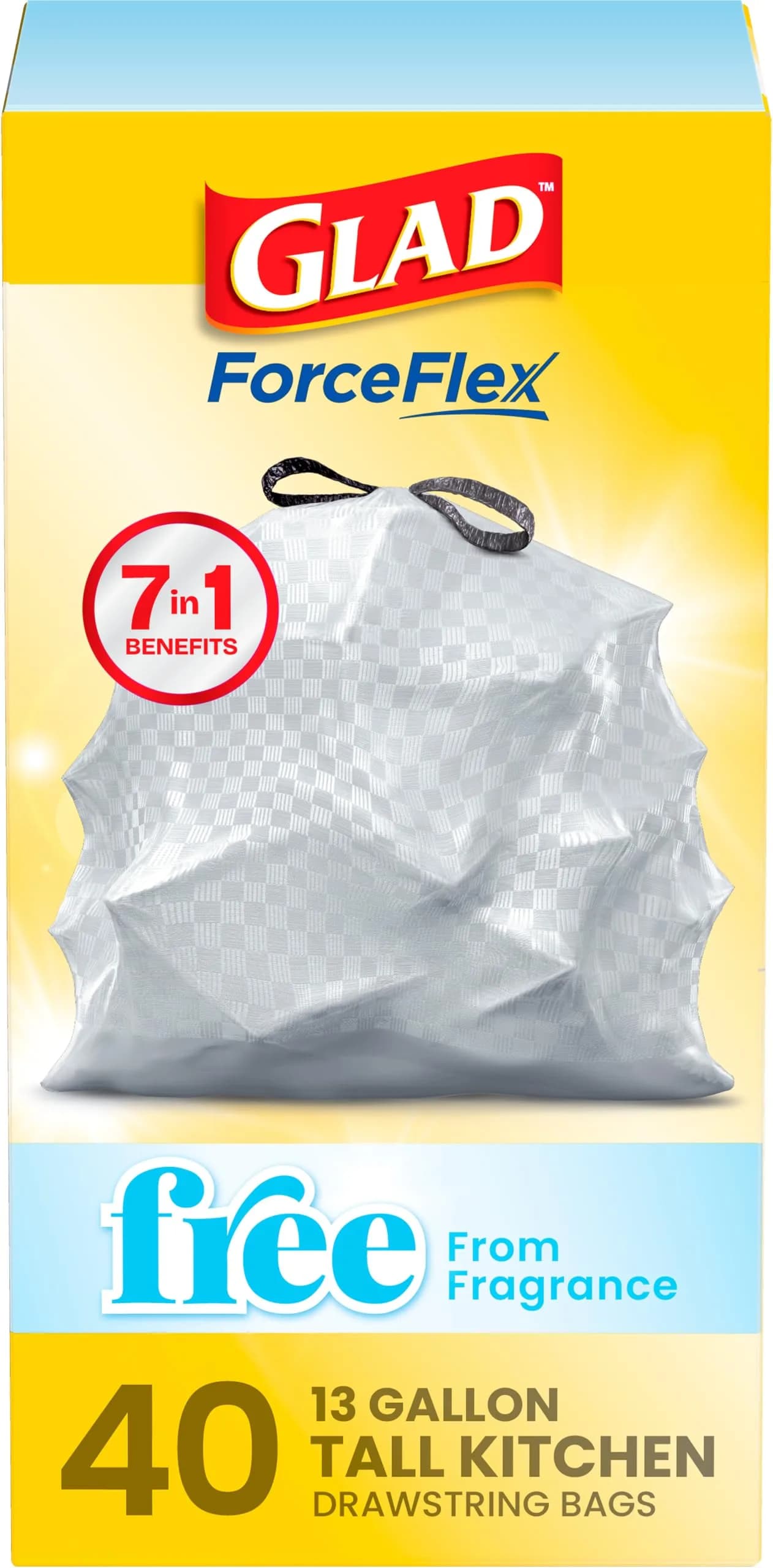 Glad ForceFlex Tall Kitchen Trash Bags 13 Gallon 110 Count Gray | Strong Stretch & Leak Protection — Pack of 1