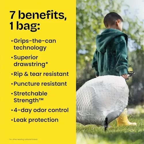 Glad ForceFlex Tall Kitchen Drawstring Trash Bags 13 Gal (40 Count) | Fragrance-Free, Rip & Leak Protection thumbnail 5